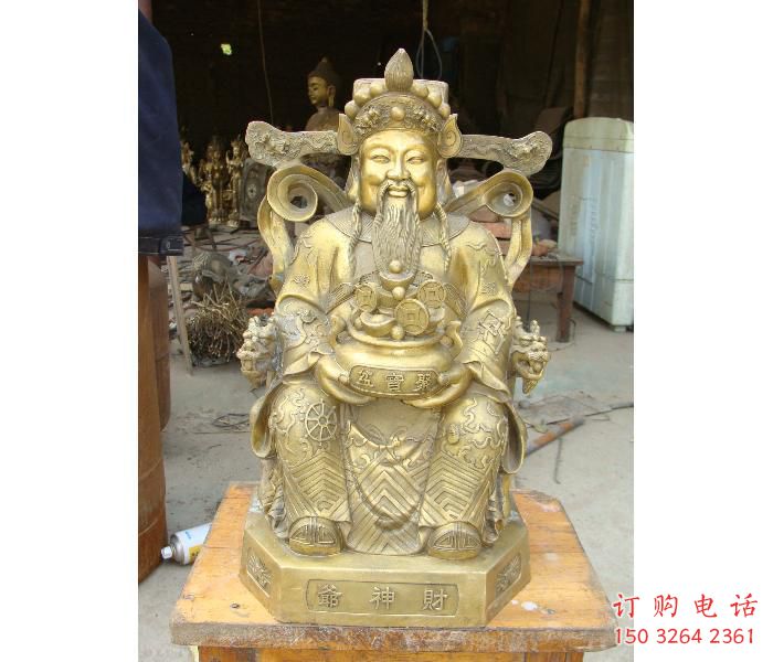 彩绘财神爷神像厂家 紫铜财神神像铜雕