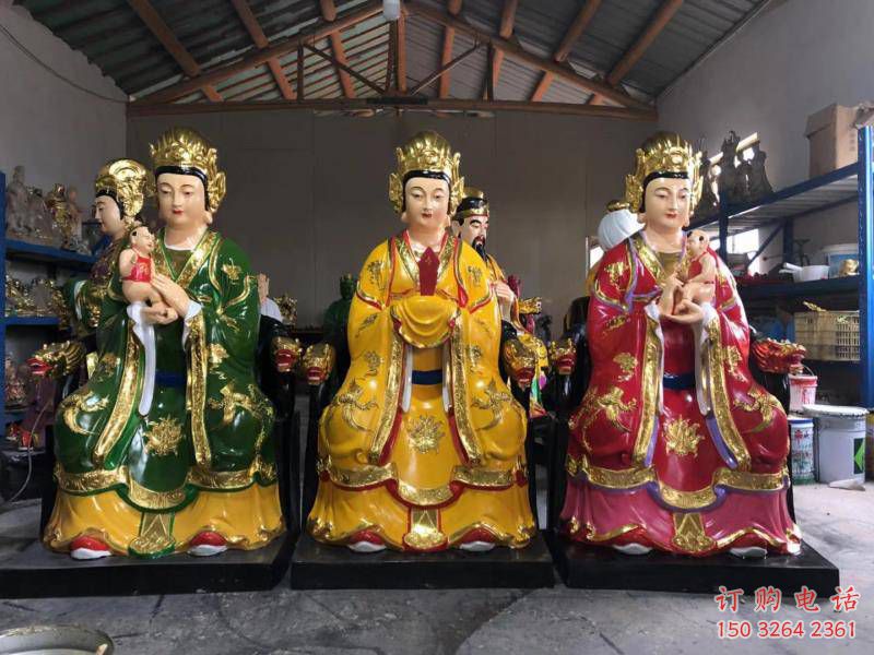 青铜三霄神像厂家 仿古神像铜雕