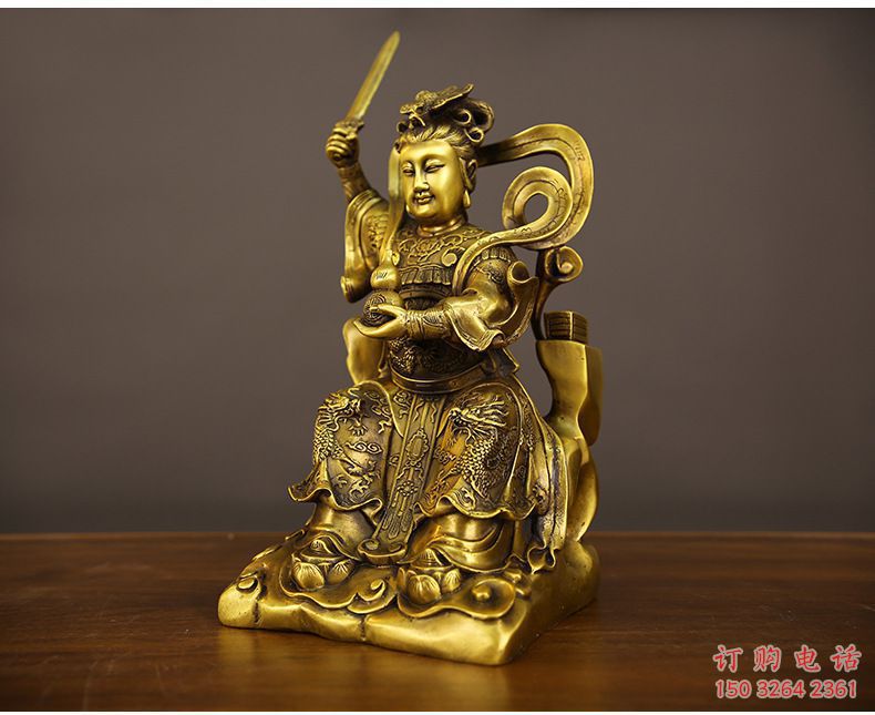 黄铜九天玄女神像厂家 寺庙九天神像铜雕