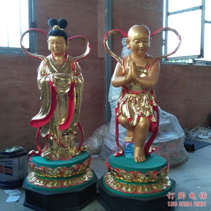 黄铜童男童女神像厂家 寺庙神像铜雕