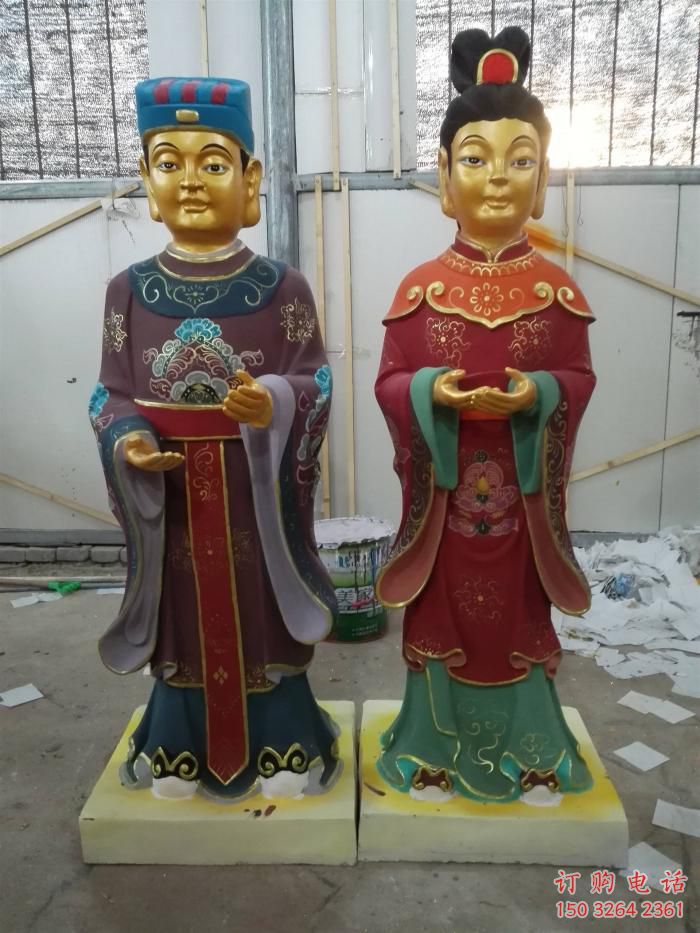 青铜童男童女神像厂家 仿古神像铜雕