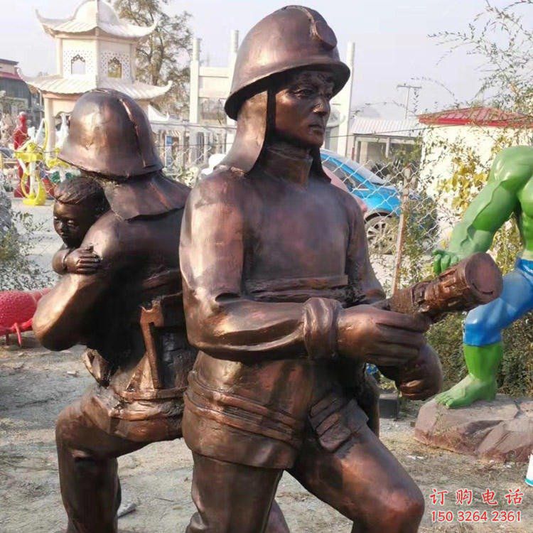 园林消防员人物铜雕厂家 园林消防员人物铜雕厂家