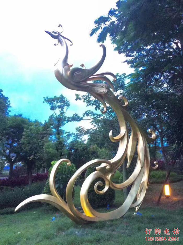 古铜色凤凰雕塑加工 大型城市雕塑 商业街摆件雕塑 古铜色凤凰雕塑加工 大型城市雕塑 商业街摆件雕塑