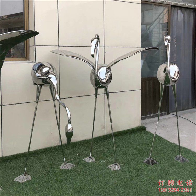 指用酒店丹顶鹤雕塑 庭院仿真雕塑生产 彩绘小品