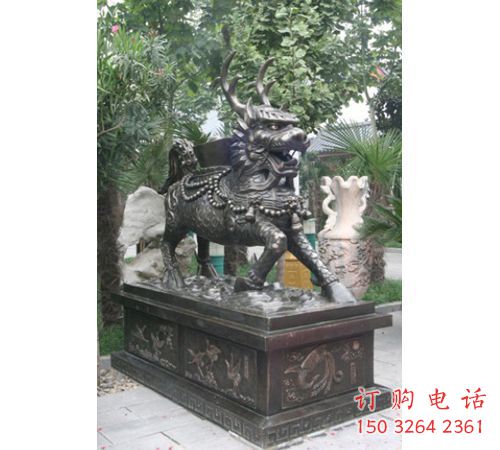 青海城市麒麟雕塑，网格体育雕塑，古铜效果