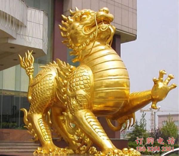 甘肃饭店麒麟雕塑，镀金欧式雕塑，镀金工艺
