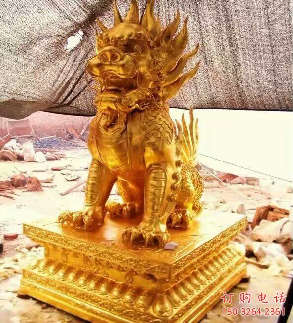 陕西房地产麒麟雕塑，仿古动漫雕塑，喷砂制造