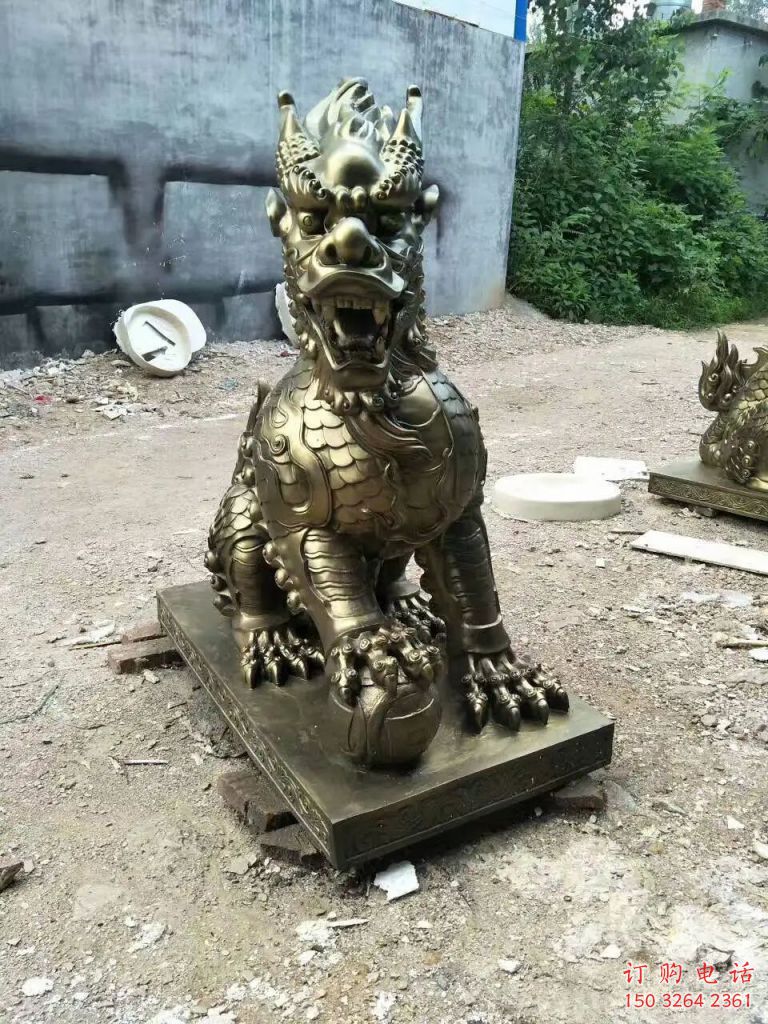 包头室内麒麟雕塑，拉丝海洋雕塑，抽象效果