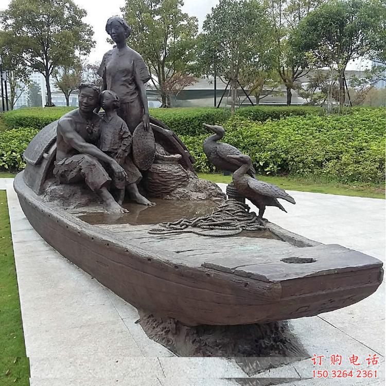 彩绘渔夫雕塑厂家 民俗雕塑 步行街摆件