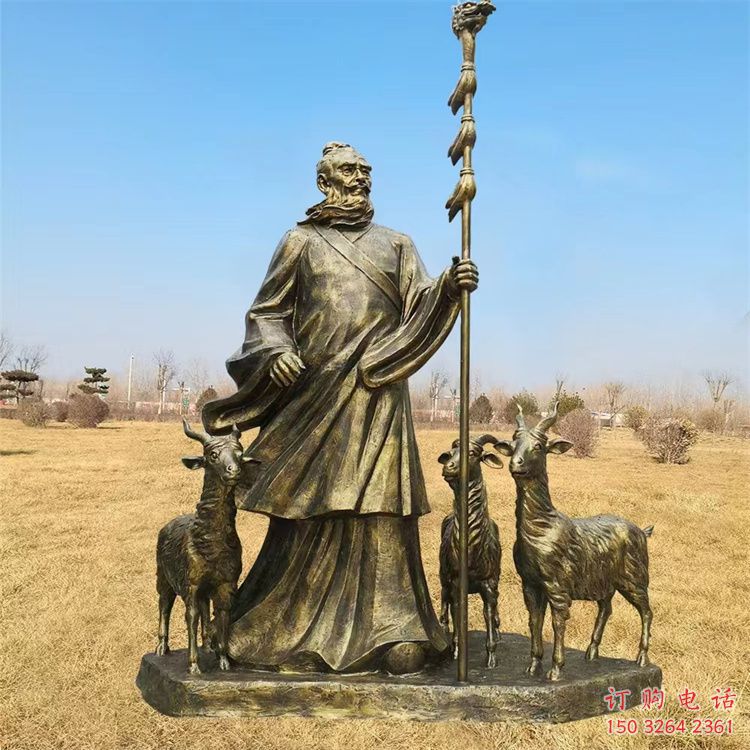 仿古渔夫雕塑 庭院彩绘雕塑 田间小品