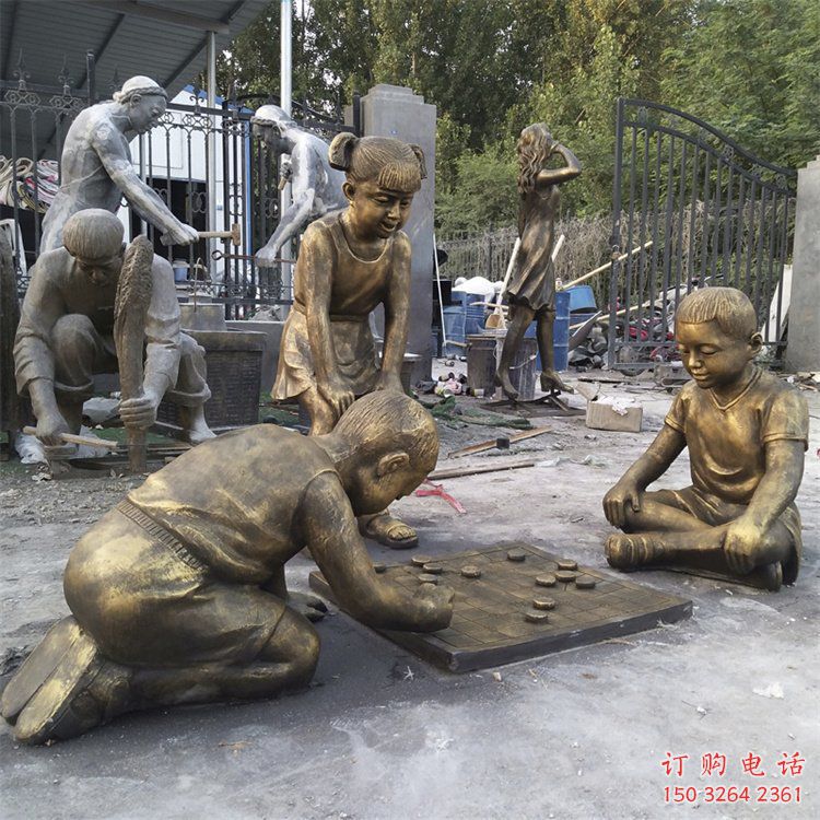 大型下棋雕塑厂家,童趣主题,烤漆雕塑摆件 大型下棋雕塑厂家,童趣主题,烤漆雕塑摆件