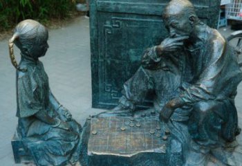仿古下棋雕塑厂家，童趣主题，户外雕塑摆件