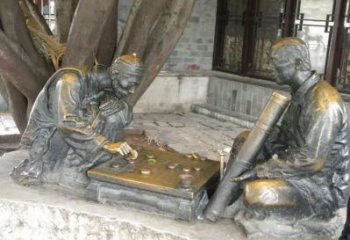 室外下棋雕塑厂家，童趣主题，烤漆雕塑小品