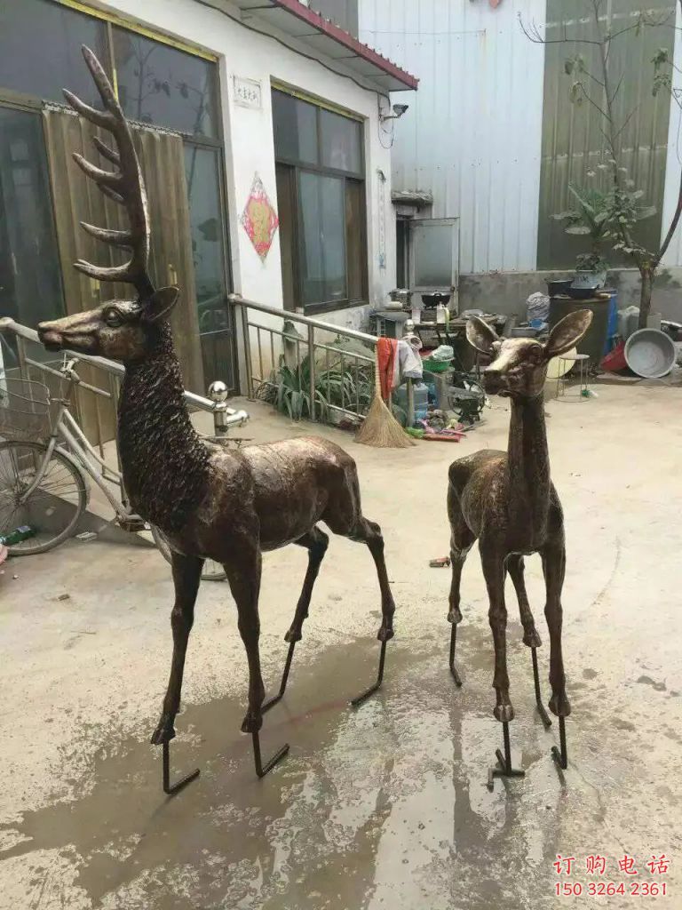 铜鹿雕塑,铸铜动物雕塑 (3) 铜鹿雕塑,铸铜动物雕塑 (3)