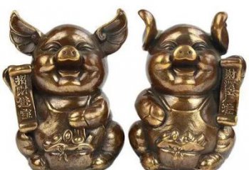 铜猪雕塑厂家，仿真铜雕动物，铜雕猪制作加工 (1)