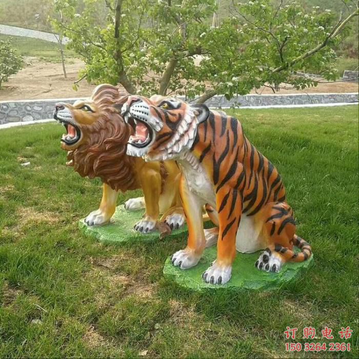 城市老虎雕塑厂家 风景区彩绘雕塑 抽象摆件