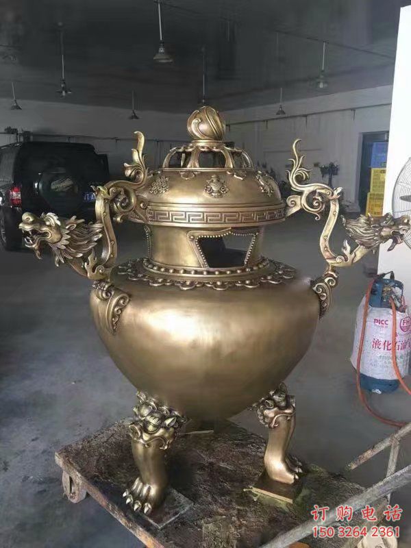 雕龙博山炉铜雕塑 雕龙博山炉铜雕塑