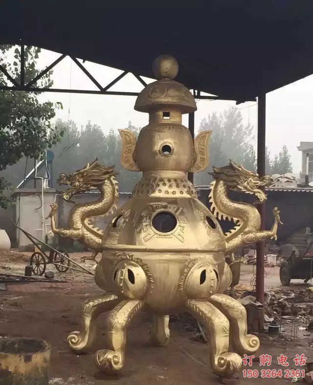 龙耳铸铜象形炉雕塑制作