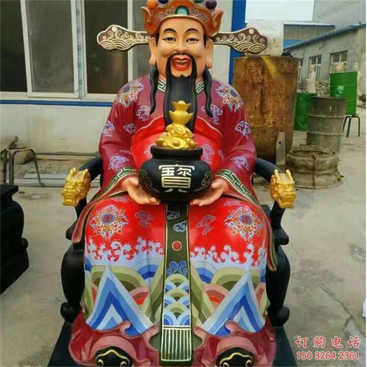 彩绘文财神像厂，现代工艺，玻璃钢文财神像生产