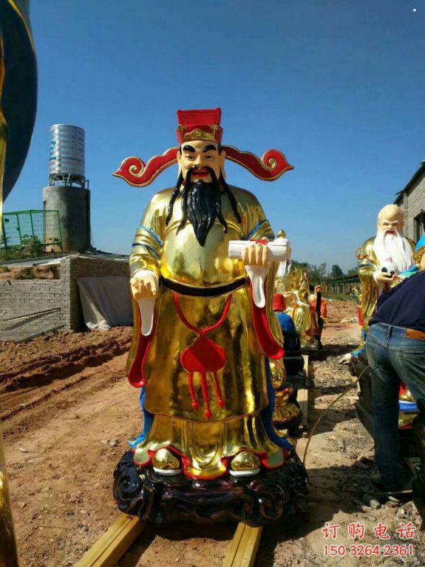 供应文财神像，佛堂摆放，玻璃钢文财神像生产