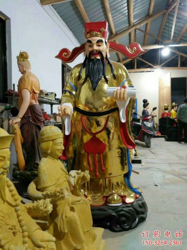 预定文财神像，铸铜工艺，大型文财神像加工