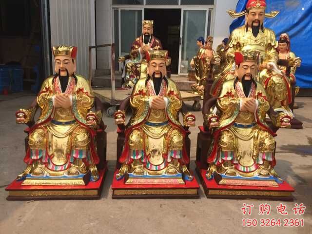 彩绘五路财神神像厂家，坐式神像，寺庙摆放