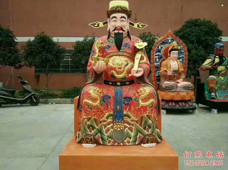 寺庙武财神像生产，鎏金彩绘神像，武财神像预用