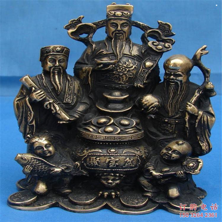 寺庙福禄寿神像生产，现代工艺，福禄寿铜神像定做