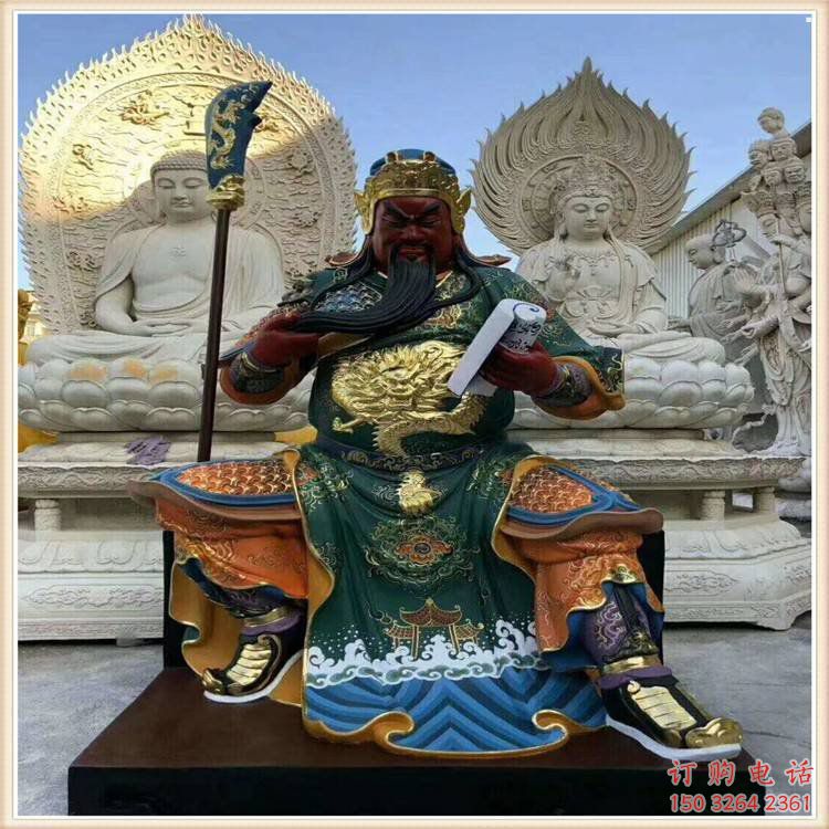 寺庙关公看书神像生产，家用神像，寺庙关公神像厂家