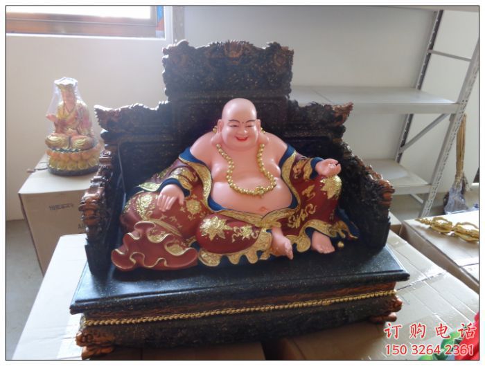 大型弥勒佛像厂家，彩绘工艺，彩绘弥勒佛像生产