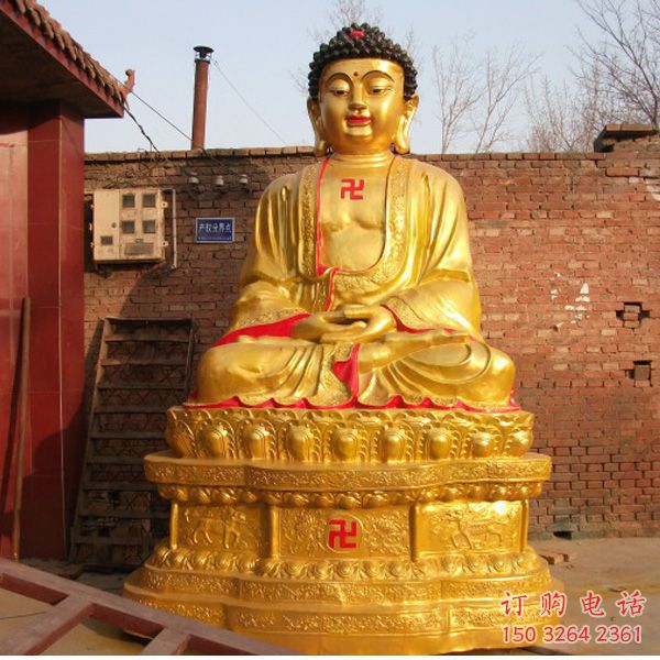 彩绘如来佛像厂家，佛堂摆放，家用如来佛像厂