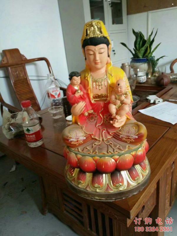 家用送子观音佛像制作，彩绘佛像，送子观音佛像选用
