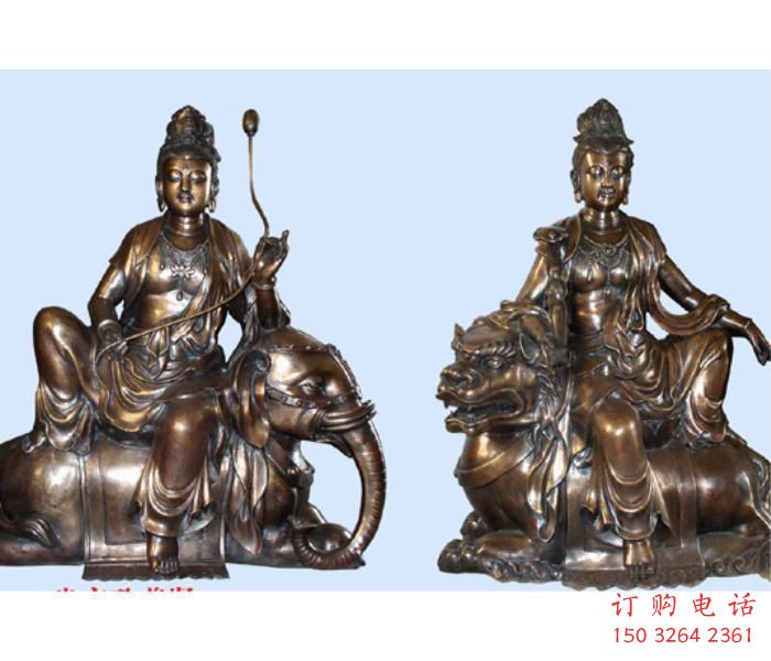 彩绘文殊普贤菩萨铜佛像厂,仿古效果,铜佛像选用 彩绘文殊普贤菩萨铜佛像厂,仿古效果,铜佛像选用