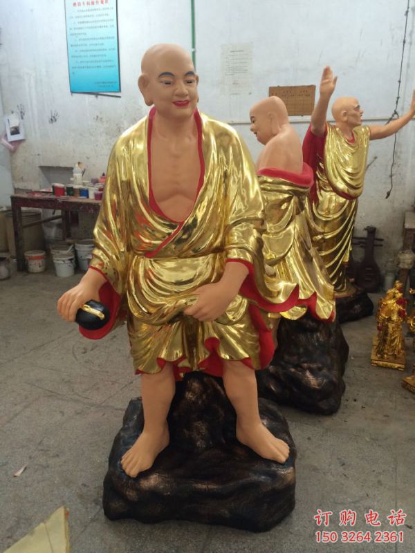 站相十八罗汉，十八罗汉贴金