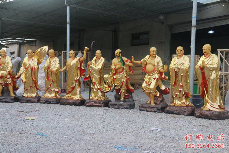 提供十八罗汉神像，仿古神像，彩绘十八罗汉神像生产