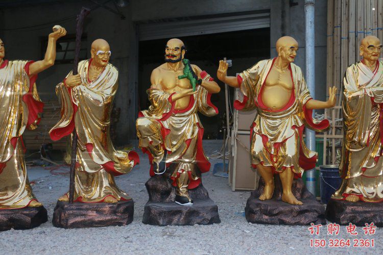 提供十八罗汉神像，现代工艺，彩绘十八罗汉神像生产