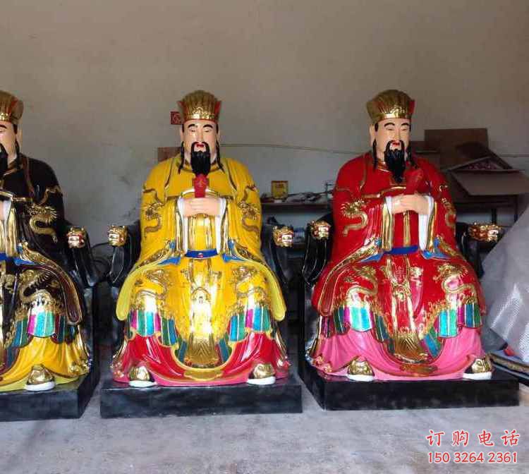 寺庙三官大帝神像生产，彩绘工艺，寺庙三官大帝神像厂家