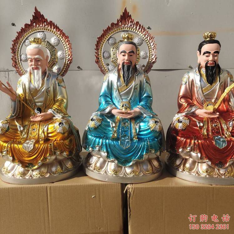 承接三清天尊神像，寺庙神像，仿铜三清天尊神像定做