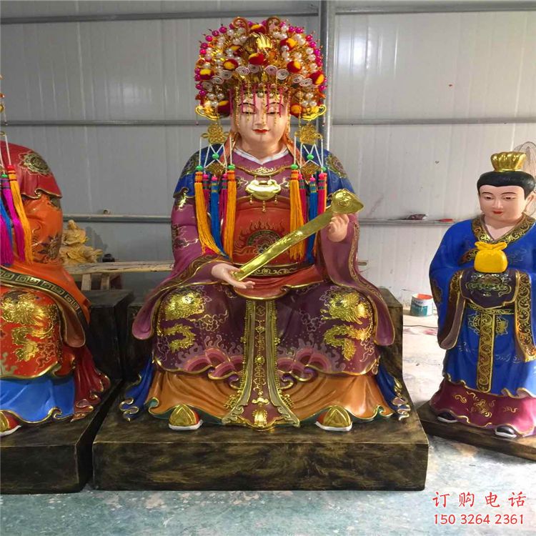 彩绘三霄奶奶神像厂，现代工艺，仿古三霄奶奶神像厂家