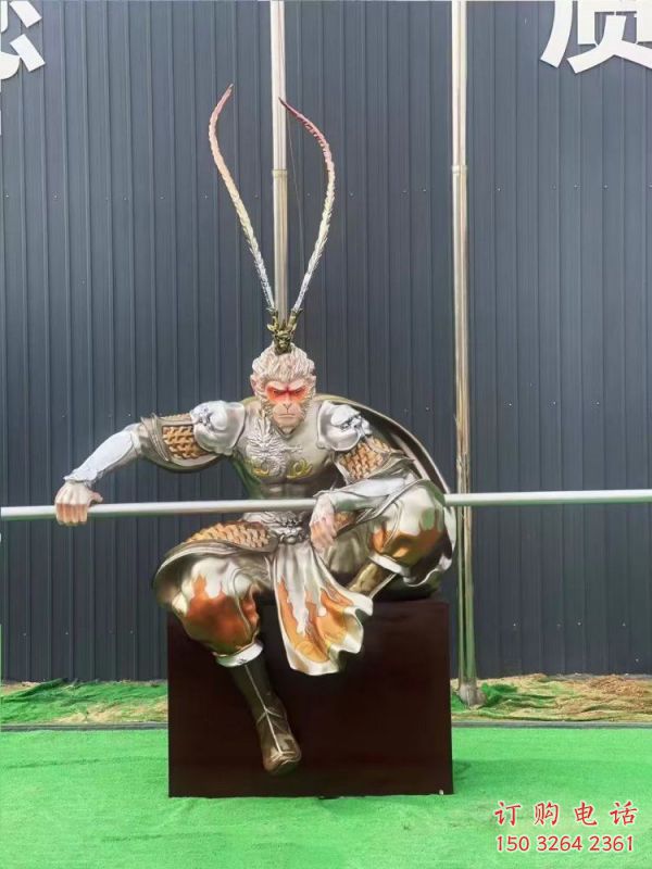 彩绘孙悟空佛像厂，现代工艺，玻璃钢孙悟空佛像生产