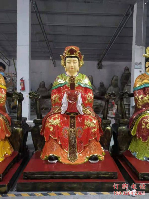 寺庙王母娘娘神像生产，现代工艺，彩绘王母娘娘神像厂
