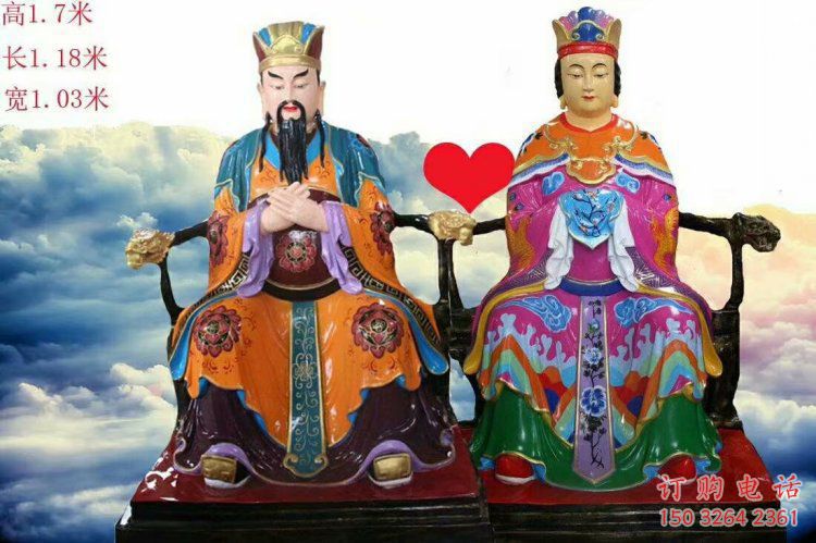 户外玉皇王母神像工厂，佛堂摆放，大型玉皇王母神像加工