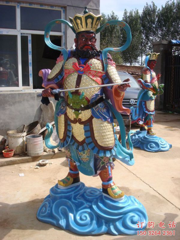 大型四大天王神像厂家，玻璃钢材质，四大天王神像承接