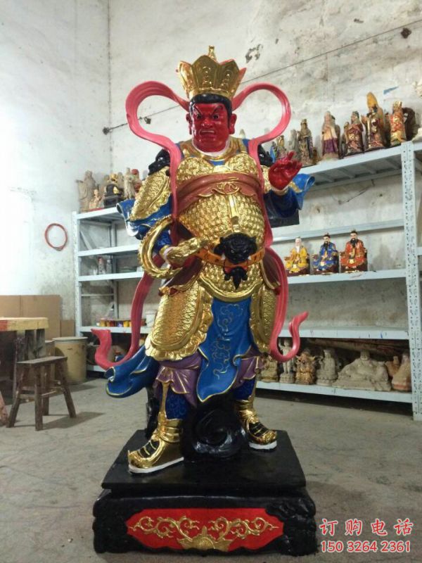 户外四大天王神像工厂，佛堂摆放，玻璃钢四大天王神像生产