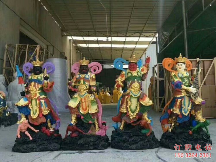 四大天王神像制作，寺庙神像，彩绘四大天王神像生产