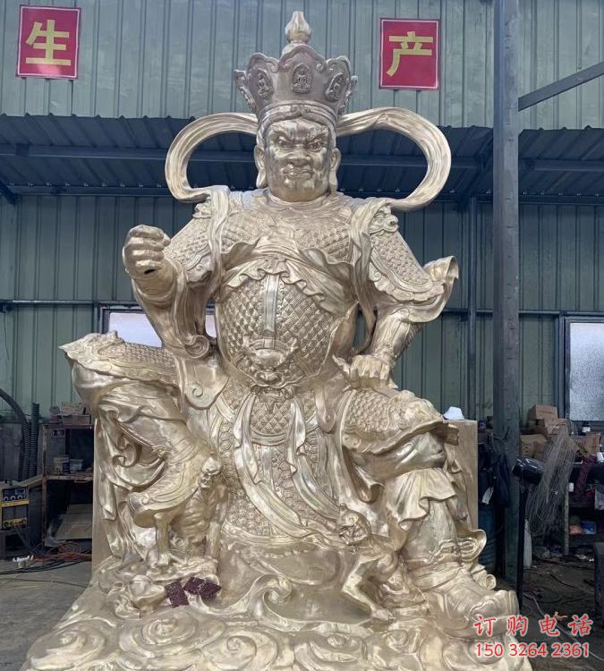 大型四大天王铜神像厂家，彩绘工艺，四大天王铜神像预用