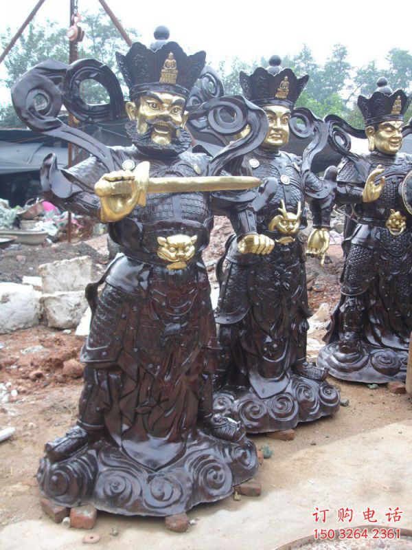 户外四大天王铜神像工厂，佛堂摆放，大型四大天王铜神像加工