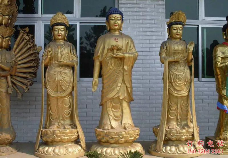 供应西方三圣铜佛像,彩绘工艺,大型西方三圣铜佛像加工 供应西方三圣铜佛像,彩绘工艺,大型西方三圣铜佛像加工