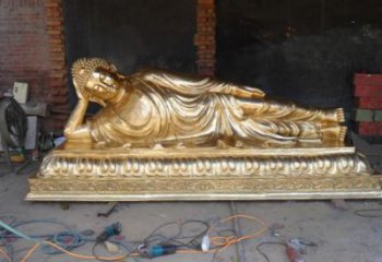 寺庙如来佛像生产，现代工艺，铜如来躺佛定做