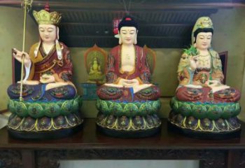 彩绘三世佛像厂，玻璃钢佛像，寺庙三世佛像厂家